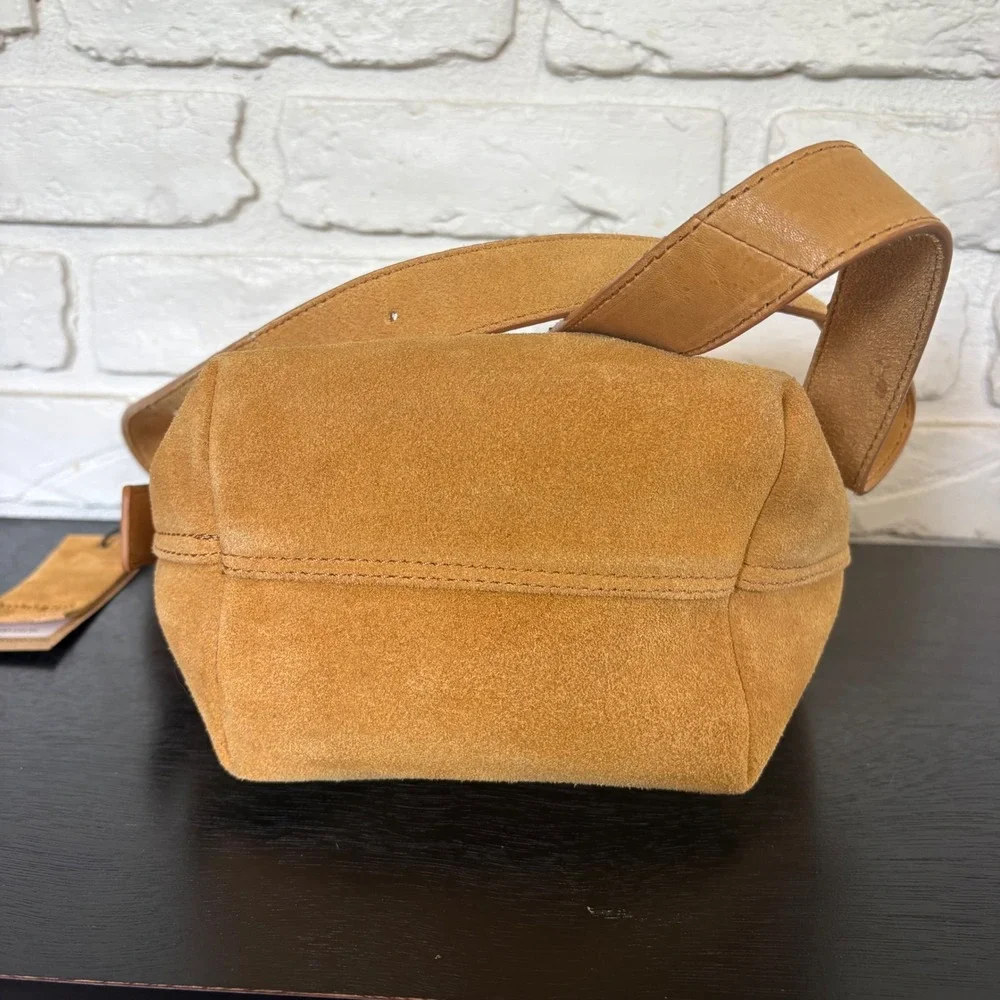 NWT Margot New York Kaye mini bucket crossbody bag in tan suede